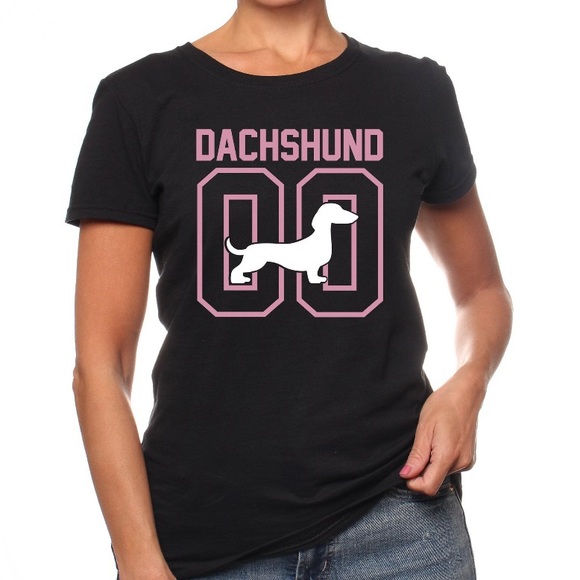 Women’s Football Style Dachshund Dog Mom Tee - Picture 1 of 2